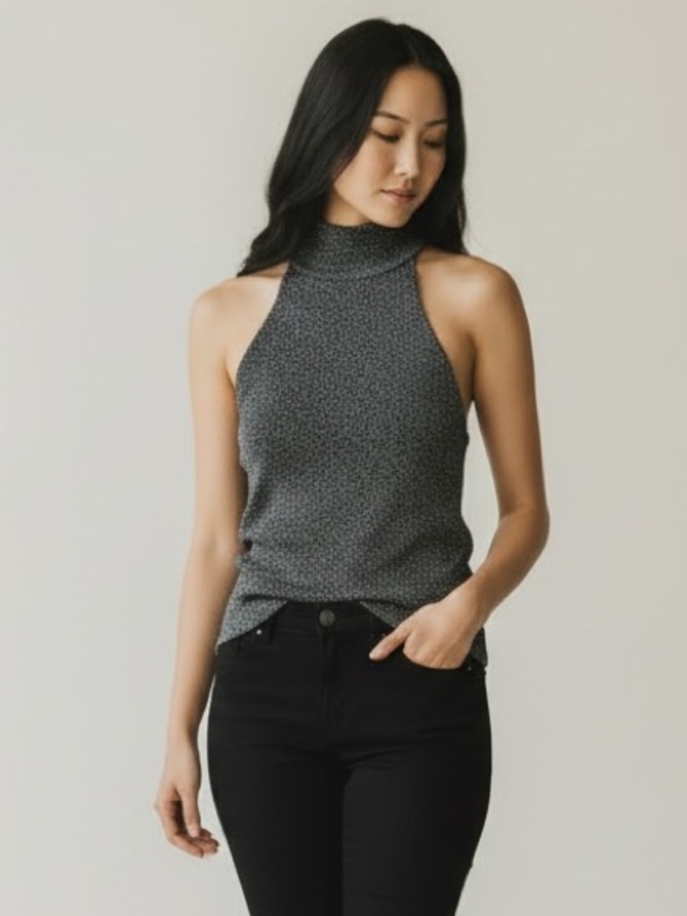 H&M Black Speckle High Neck Tank